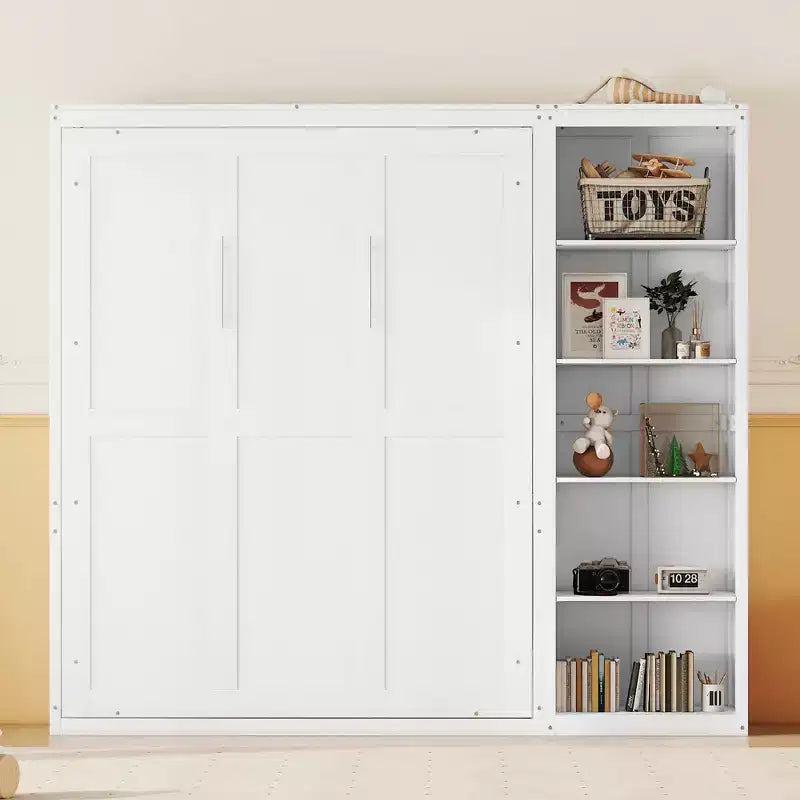 Letto a scomparsa matrimoniale/queen size con scaffali, letto a scomparsa salvaspazio per camera degli ospiti/ufficio domestico
