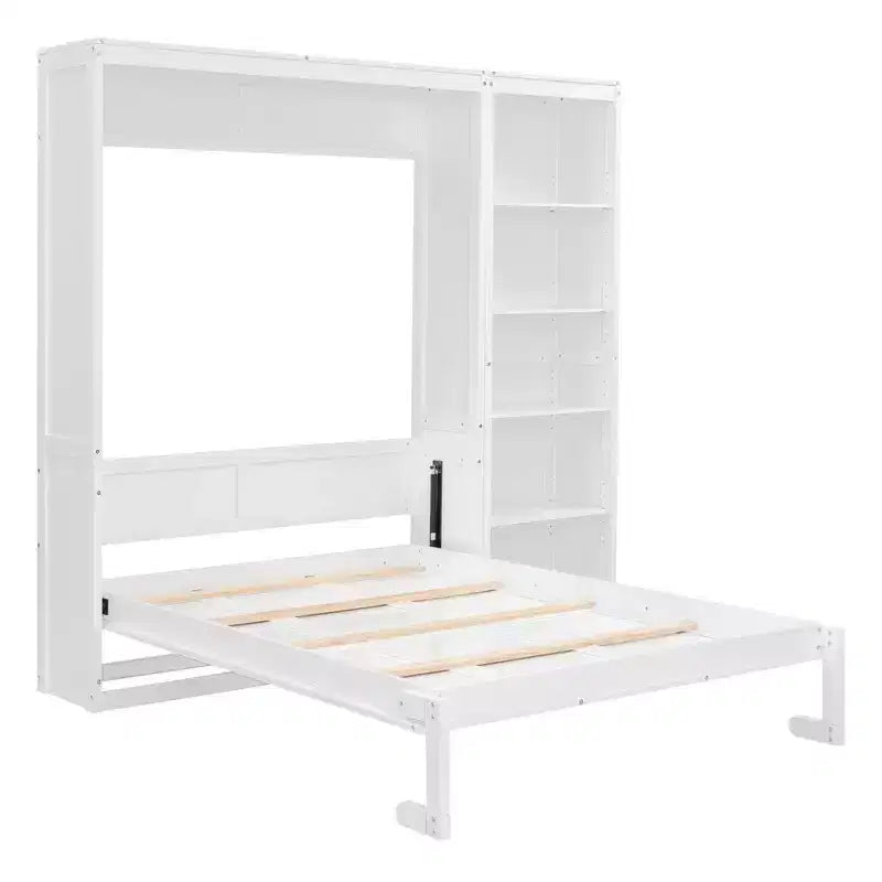 Letto a scomparsa matrimoniale/queen size con scaffali, letto a scomparsa salvaspazio per camera degli ospiti/ufficio domestico