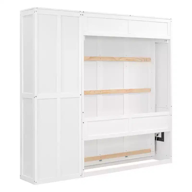 Letto a scomparsa matrimoniale/queen size con scaffali, letto a scomparsa salvaspazio per camera degli ospiti/ufficio domestico