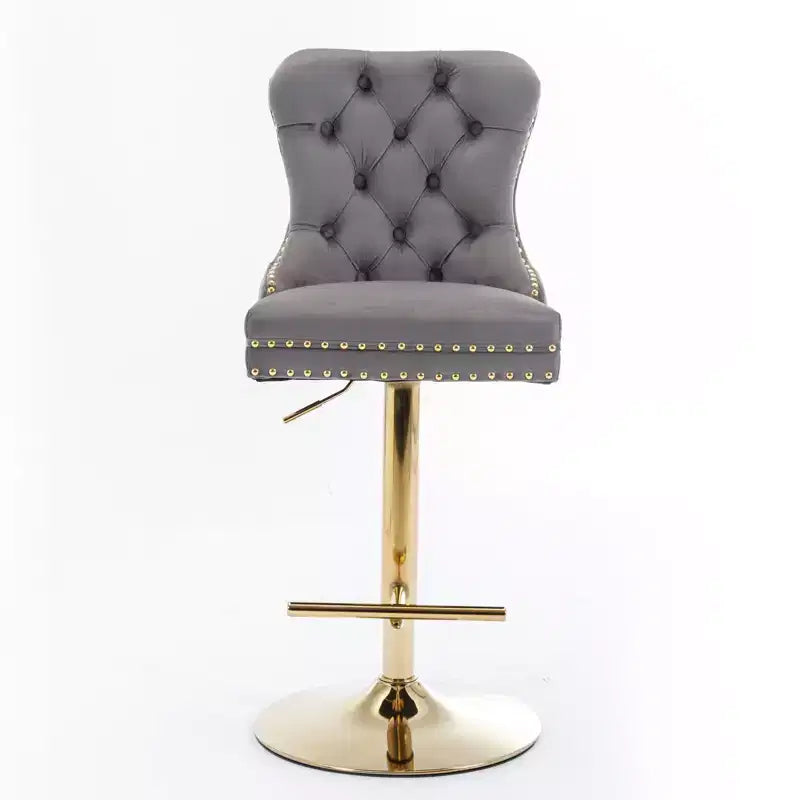 Set di 2 sgabelli da bar girevoli in velluto regolabili in altezza da 63,5 a 83,8 cm, sgabelli da bancone imbottiti per casa, pub, isola cucina