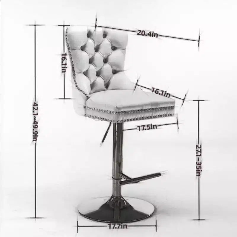 Set di 2 sgabelli da bar girevoli in velluto regolabili in altezza da 63,5 a 83,8 cm, sgabelli da bancone imbottiti per casa, pub, isola cucina