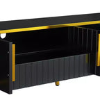 Mobile TV da 85 pollici in stile minimalista di lusso, centro di intrattenimento moderno di metà secolo con ripiano aperto, console TV con armadietti e cassetti