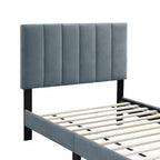 Letto singolo Royal Hampton, rivestimento in lino grigio chiaro trapuntato a canali morbidi
