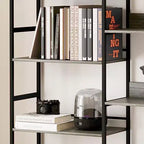 Scaffale a 5 ripiani, scaffali espositivi, libreria industriale con struttura in metallo, mobili moderni alti per casa, ufficio, studio, soggiorno