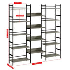 Scaffale a 5 ripiani, scaffali espositivi, libreria industriale con struttura in metallo, mobili moderni alti per casa, ufficio, studio, soggiorno