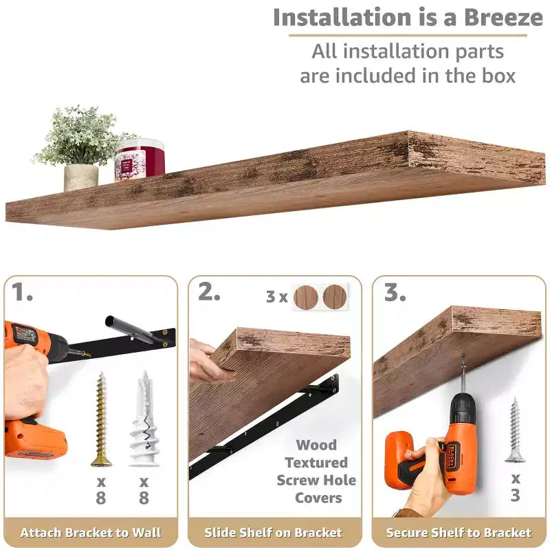 Sorbus Confezione da 3 Mensole Fluttuanti da Parete da 140 cm - per Bagno, Decorazione Murale per Camera da Letto, Cucina, Soggiorno, Contenitore per Libri