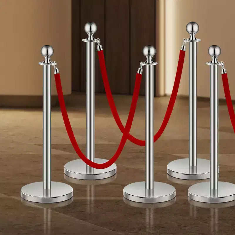 VEVOR Colonne tendiflex e Corde di Velluto 6 Pezzi, Base Cava con Palo in Acciaio Inox, 3 Corde e Pali di Velluto Rossi, Transenne per Controllo Folla, Argento