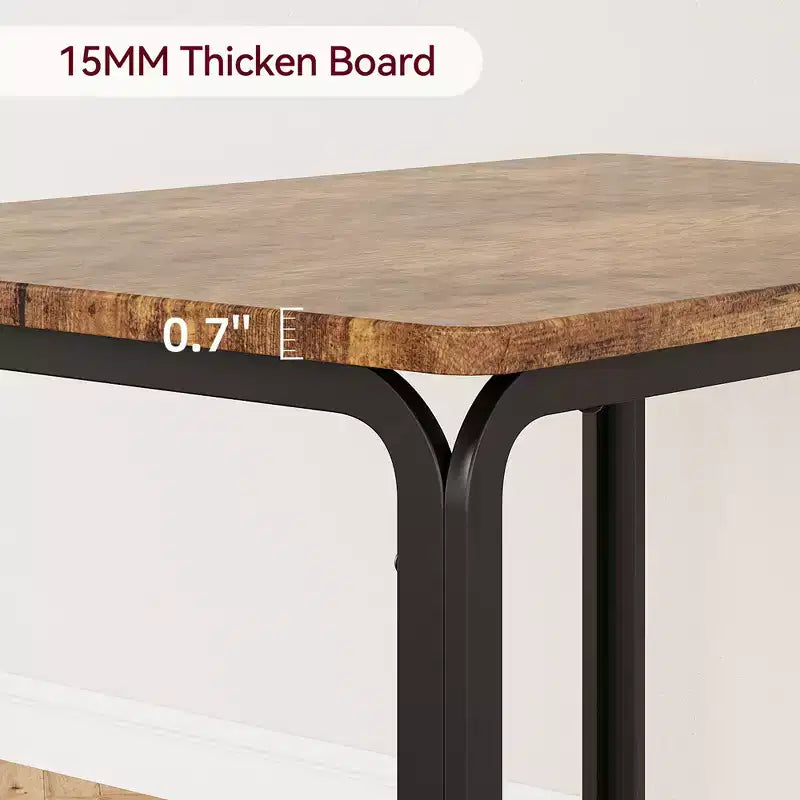 Set da 5 Pezzi per Cucina Sala da Pranzo, Tavolo e Sedie con Struttura in Metallo e Piano in Legno, Tavolo da Pranzo Quadrato, Facile da Montare, per la Casa