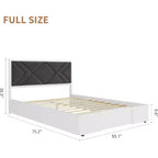 COZONY Struttura Letto in Legno con Testiera Imbottita, Robuste Doghe in Legno Nessun Box Spring Necessario