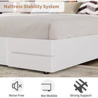 COZONY Struttura Letto in Legno con Testiera Imbottita, Robuste Doghe in Legno Nessun Box Spring Necessario
