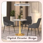 LeisureMod Bristol 24 Tavolo da Pranzo Rotondo, Moderno Piano in MDF e Base a Piedistallo Dorata, Tavolino d'Appoggio per Bar o Sala da Pranzo