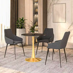 LeisureMod Bristol 24 Tavolo da Pranzo Rotondo, Moderno Piano in MDF e Base a Piedistallo Dorata, Tavolino d'Appoggio per Bar o Sala da Pranzo