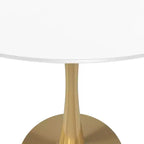 LeisureMod Bristol 24 Tavolo da Pranzo Rotondo, Moderno Piano in MDF e Base a Piedistallo Dorata, Tavolino d'Appoggio per Bar o Sala da Pranzo