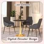 LeisureMod Bristol 24 Tavolo da Pranzo Rotondo, Moderno Piano in MDF e Base a Piedistallo Dorata, Tavolino d'Appoggio per Bar o Sala da Pranzo