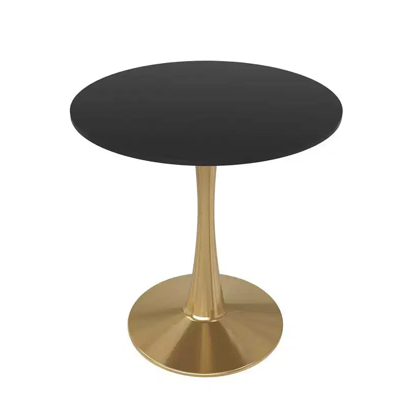 LeisureMod Bristol 24 Round Dining Table, Modern MDF Top & Gold Pedestal Base Accent Table for Caf or Dining Room