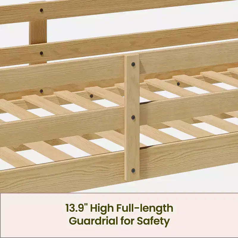 Letto a soppalco basso per bambini Bellemave Twin - Convertibile in letto a castello, struttura moderna in legno massello con illuminazione a LED, ROVERE.