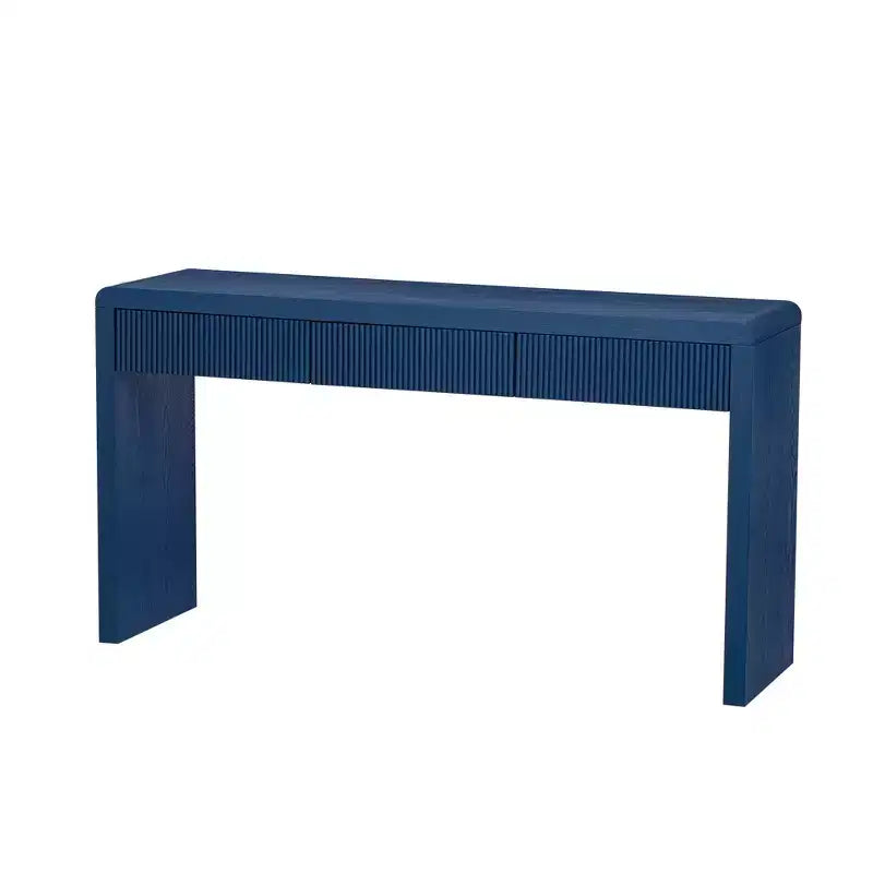 Consolle Rustica Luxystar con 3 Cassetti Scanalati, Impiallacciatura in Legno Massello e Venatura Naturale per Soggiorno, Ingresso