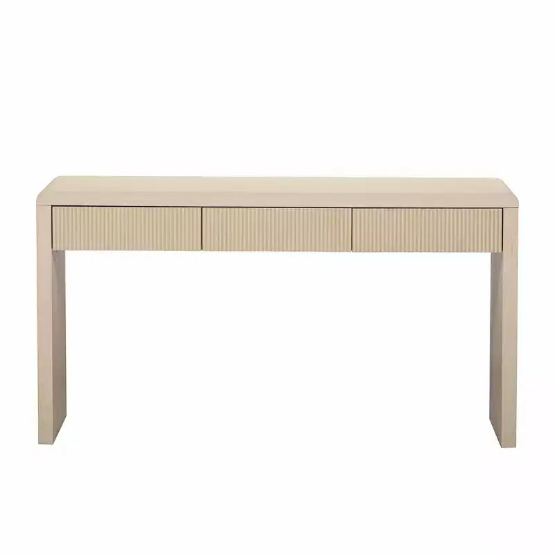 Consolle Rustica Luxystar con 3 Cassetti Scanalati, Impiallacciatura in Legno Massello e Venatura Naturale per Soggiorno, Ingresso
