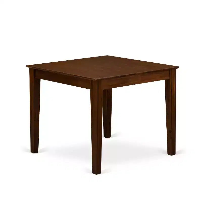 Set da pranzo 5 pezzi in legno massello con finitura noce antico - Top quadrato rivestito - 4 posti