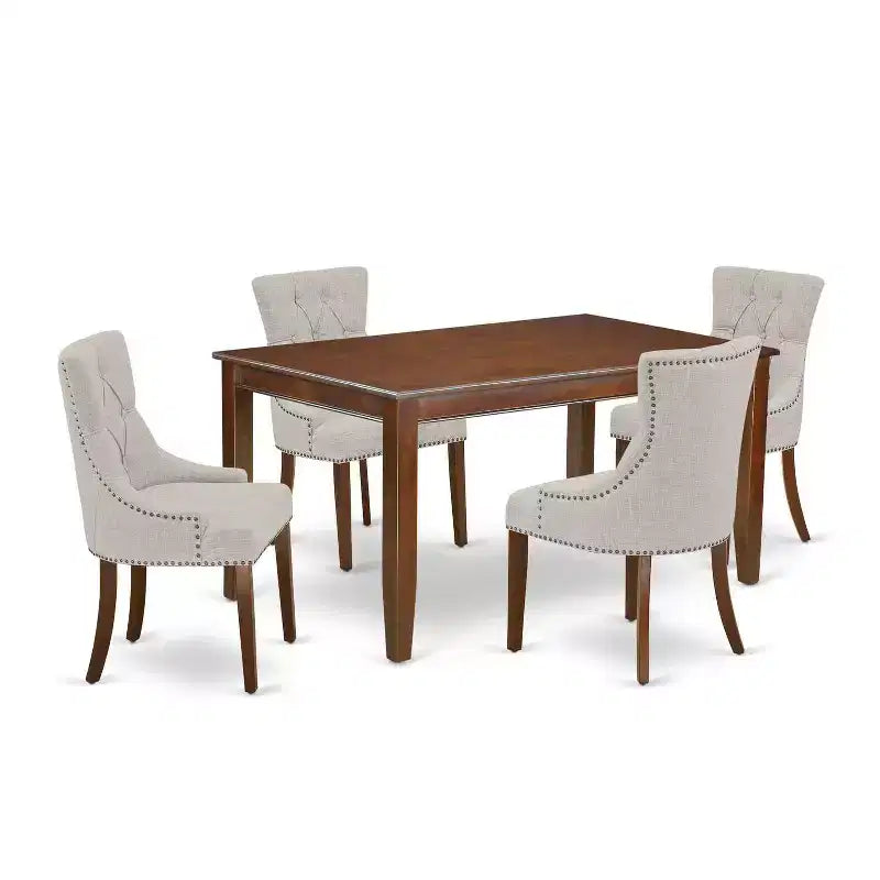 HomeStock 5-Pc Mahogany Finish Solid Wood Top - Rectangular Dining Room Set - Seats 4