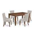 HomeStock 5-Pc Mahogany Finish Solid Wood Top - Rectangular Dining Room Set - Seats 4