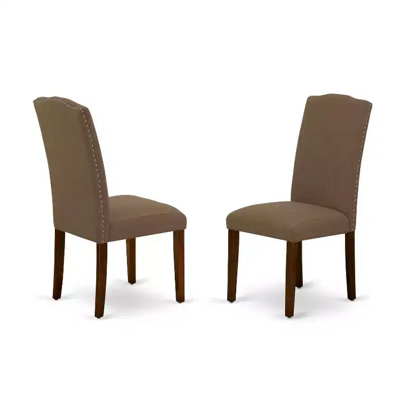 Set Sala da Pranzo Imbottito da 3 Pezzi in Legno Massello con Finitura Mogano (4 Posti)
