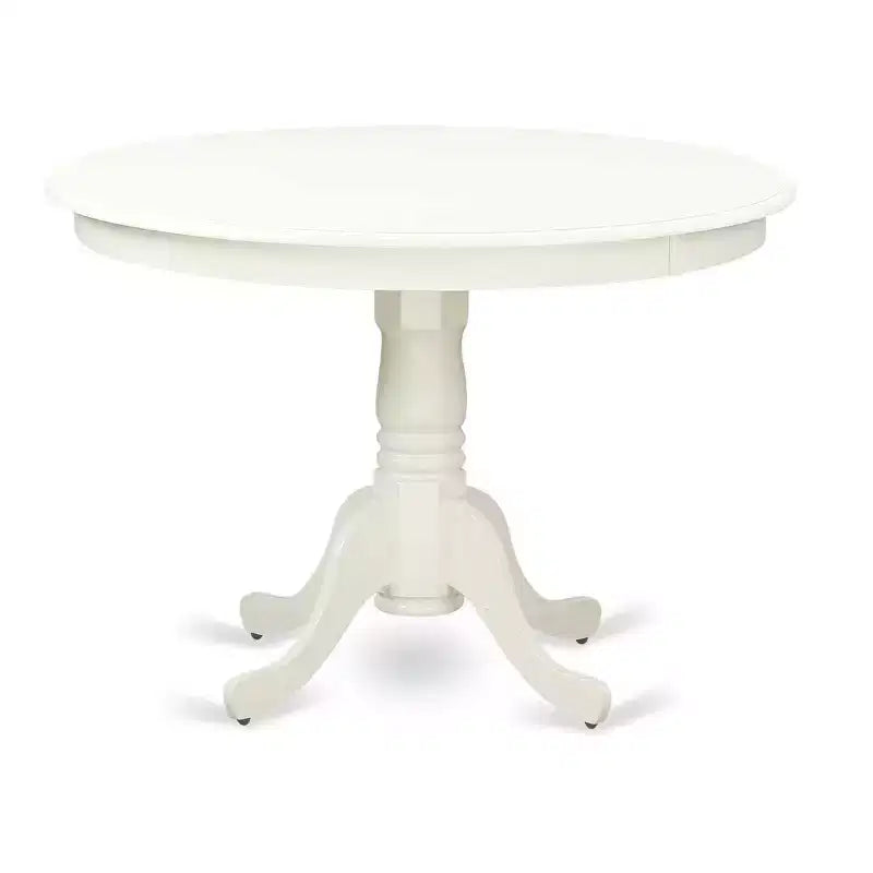 HomeStock Tavolo da pranzo a 5 pezzi in lino bianco con piano in legno massello e 4 sedie Parson
