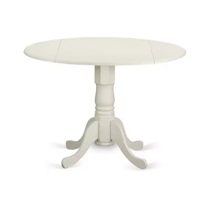 Set Tavolo Rotondo da Cucina con 4 Sedie - Tavolo da Pranzo da 42" e Sedie Parson - Bianco Lino e Beige