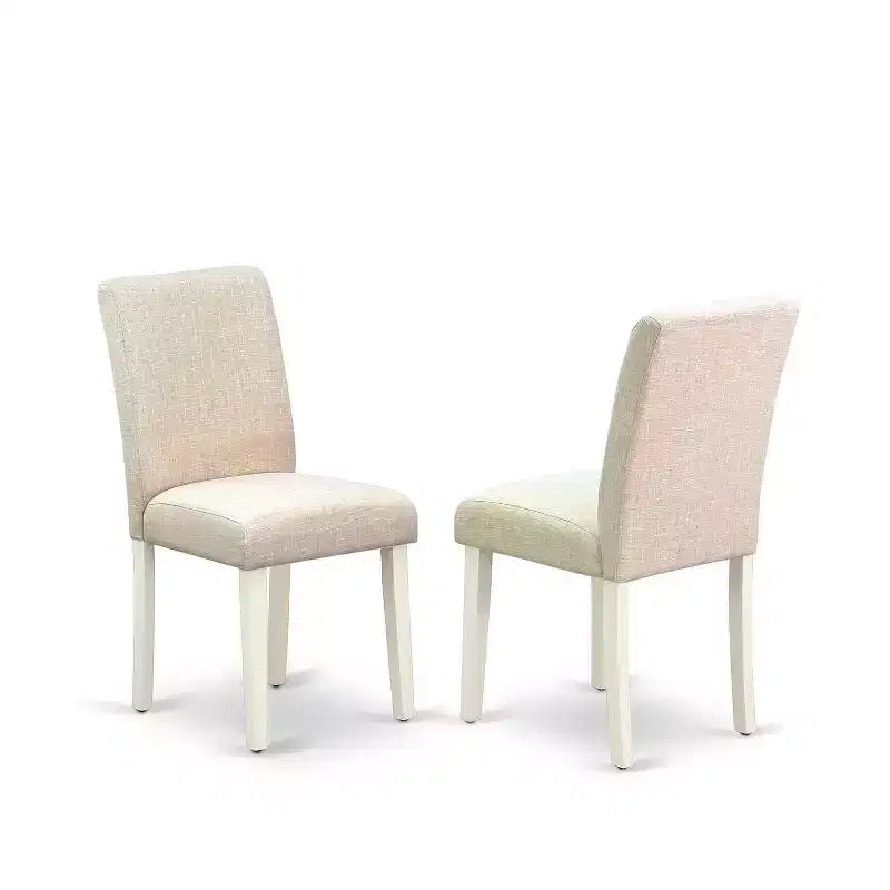 Set Tavolo Rotondo da Cucina con 4 Sedie - Tavolo da Pranzo da 42" e Sedie Parson - Bianco Lino e Beige