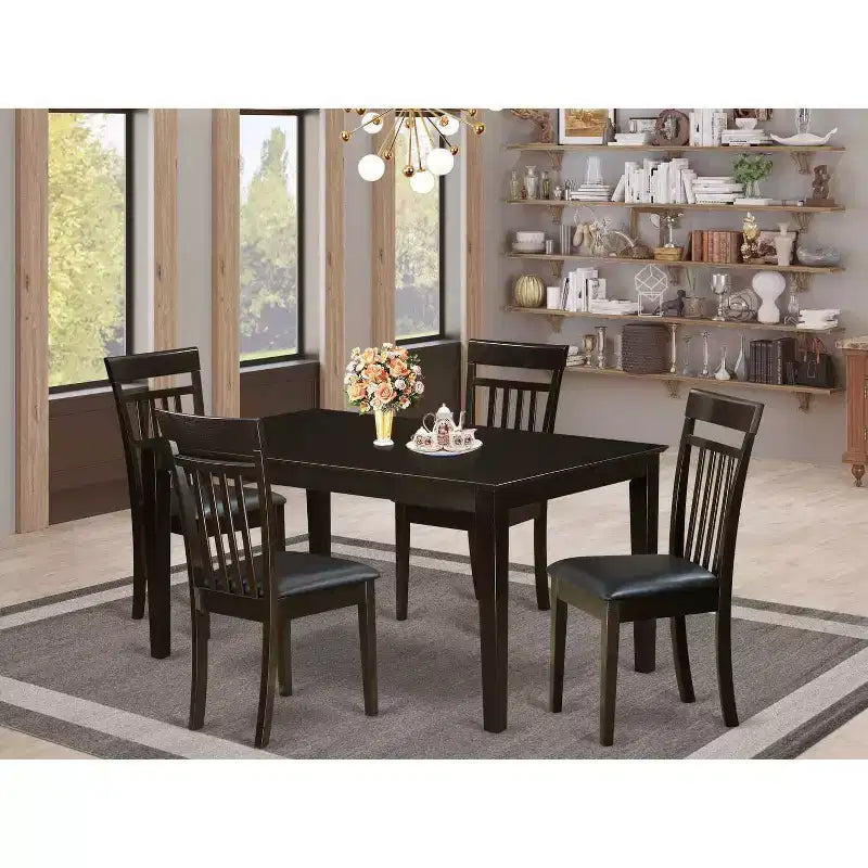 HomeStock Set da Pranzo 5 Pezzi in Legno Massello con piano color Cappuccino - Posti a sedere per 4 persone