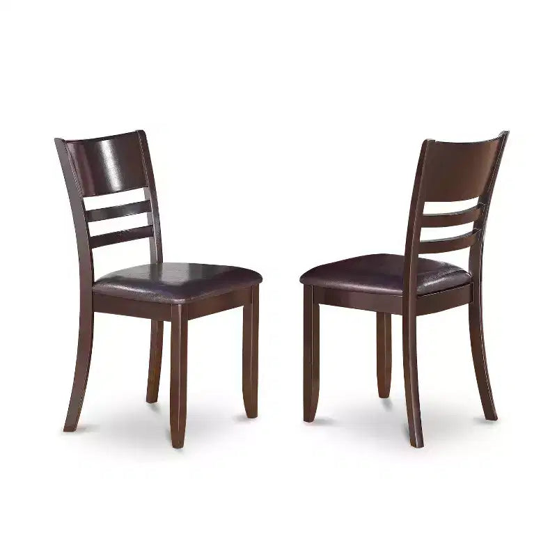 Tavolo da pranzo rotondo HomeStock a 5 pezzi, piano in legno massello con finitura cappuccino e 4 sedie