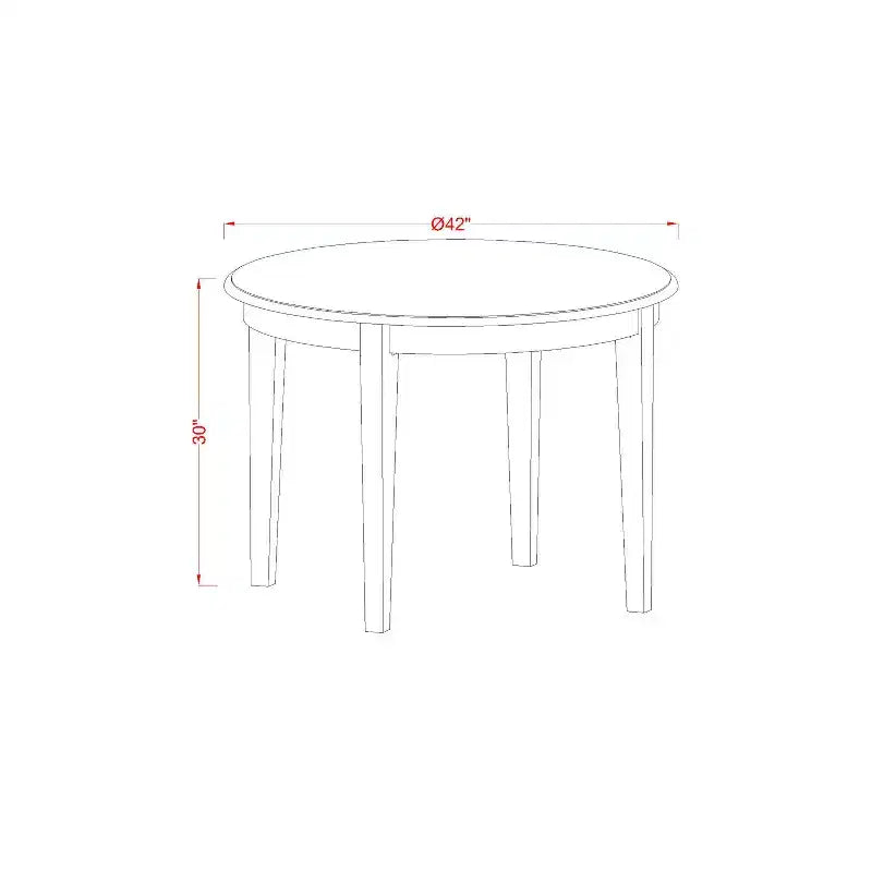 Tavolo da pranzo rotondo HomeStock a 5 pezzi, piano in legno massello con finitura cappuccino e 4 sedie