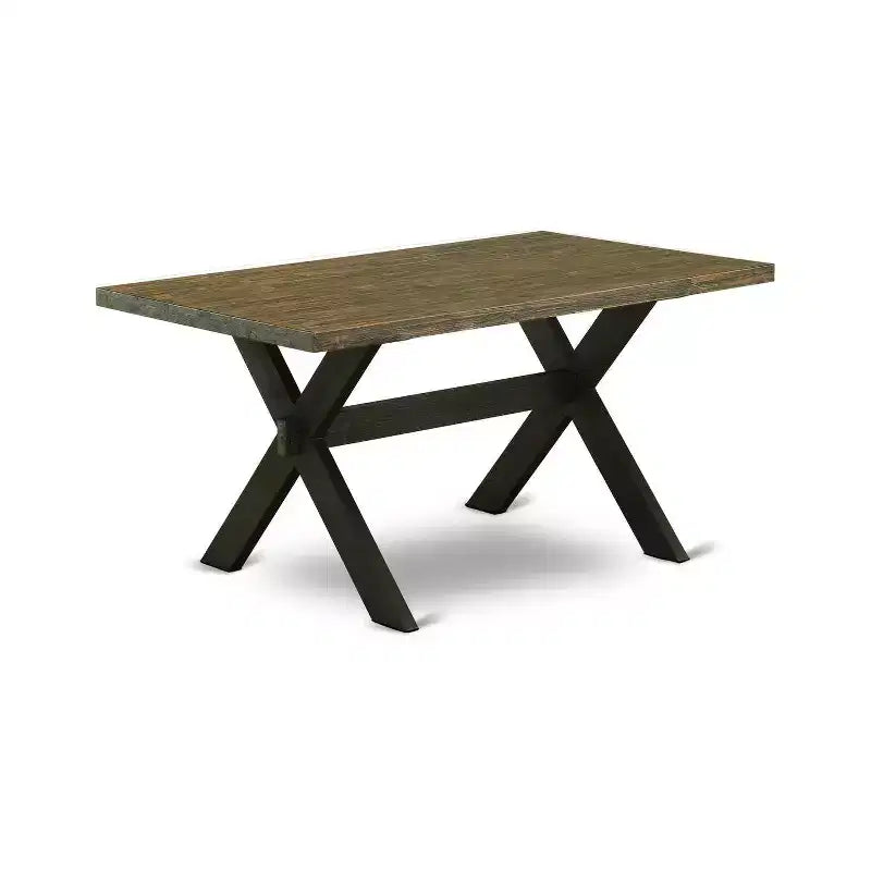 HomeStock Tavolo da Pranzo Rettangolare a 5 Pezzi con Piano in Legno Massello Finitura Jacobean Invecchiata e 4 Sedie