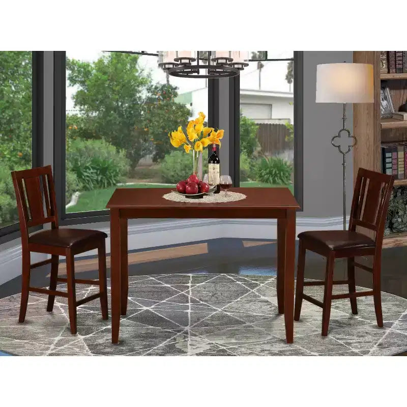 Set Tavolo Alto con Sedie - Set da Pranzo/Bar Moderno - Finitura Mogano - Set da 5 Pezzi