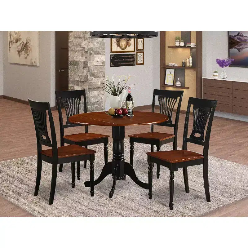 Set da pranzo rotondo - tavolo e 4 sedie, 42 pollici, design barocco, set dinette da cucina, tavolo elegante per riunioni
