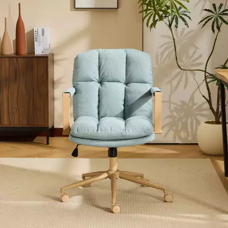 Poltrona imbottita moderna Karl - Sedia ergonomica da ufficio con altezza regolabile, ruote girevoli a 360°, sedia da trucco e accentata