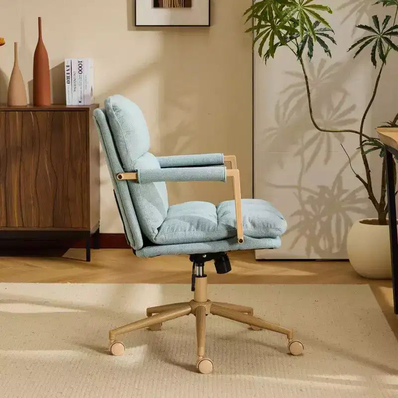 Poltrona imbottita moderna Karl - Sedia ergonomica da ufficio con altezza regolabile, ruote girevoli a 360°, sedia da trucco e accentata