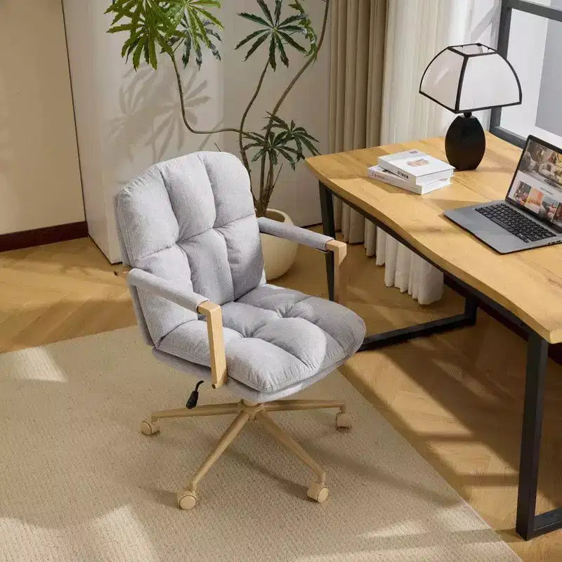 Poltrona imbottita moderna Karl - Sedia ergonomica da ufficio con altezza regolabile, ruote girevoli a 360°, sedia da trucco e accentata