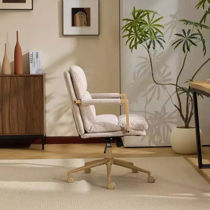 Poltrona imbottita moderna Karl - Sedia ergonomica da ufficio con altezza regolabile, ruote girevoli a 360°, sedia da trucco e accentata