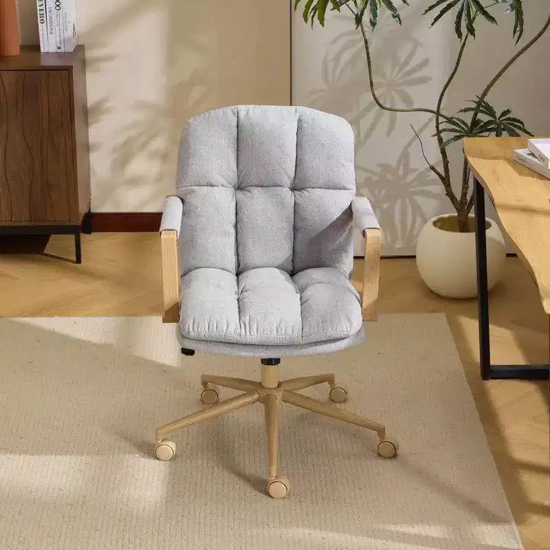 Poltrona imbottita moderna Karl - Sedia ergonomica da ufficio con altezza regolabile, ruote girevoli a 360°, sedia da trucco e accentata