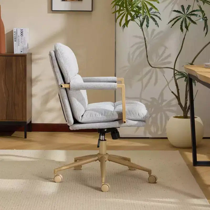Poltrona imbottita moderna Karl - Sedia ergonomica da ufficio con altezza regolabile, ruote girevoli a 360°, sedia da trucco e accentata