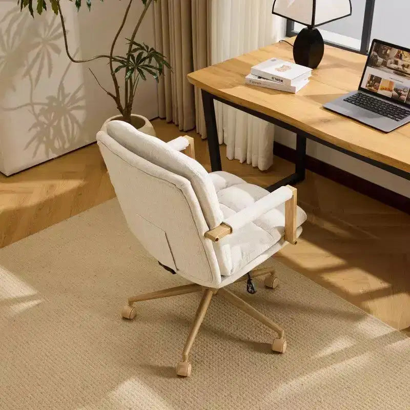 Poltrona imbottita moderna Karl - Sedia ergonomica da ufficio con altezza regolabile, ruote girevoli a 360°, sedia da trucco e accentata