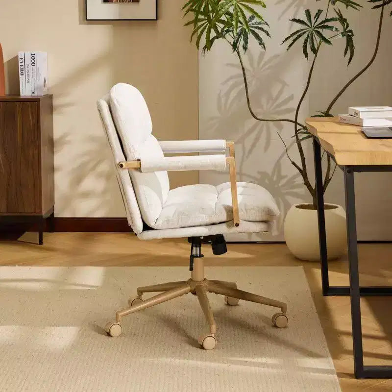 Poltrona imbottita moderna Karl - Sedia ergonomica da ufficio con altezza regolabile, ruote girevoli a 360°, sedia da trucco e accentata
