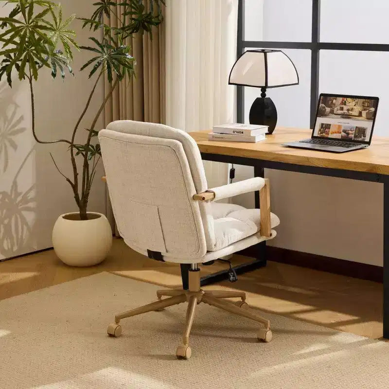 Poltrona imbottita moderna Karl - Sedia ergonomica da ufficio con altezza regolabile, ruote girevoli a 360°, sedia da trucco e accentata