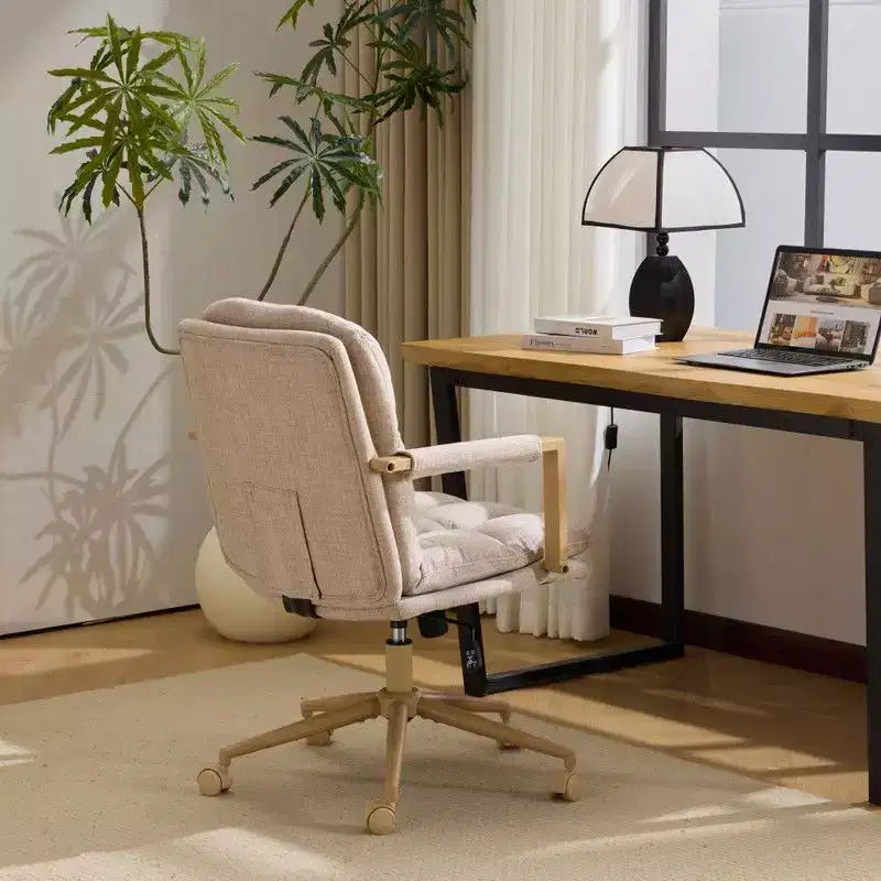 Poltrona imbottita moderna Karl - Sedia ergonomica da ufficio con altezza regolabile, ruote girevoli a 360°, sedia da trucco e accentata