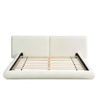 ModernLuxe Letto a piattaforma imbottito a basso profilo, telaio letto queen/king a filo pavimento con testiera oversize, crema