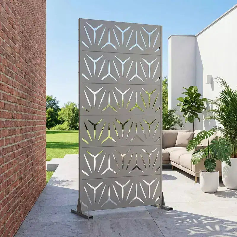 MAYEERTY Star 01 Divisorio in acciaio zincato grigio, 72x35x16, schermo per privacy da patio domestico da 6 pezzi