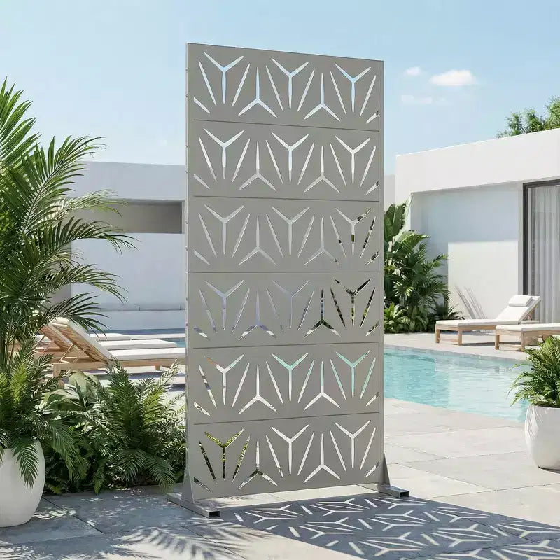 MAYEERTY Star 01 Divisorio in acciaio zincato grigio, 72x35x16, schermo per privacy da patio domestico da 6 pezzi