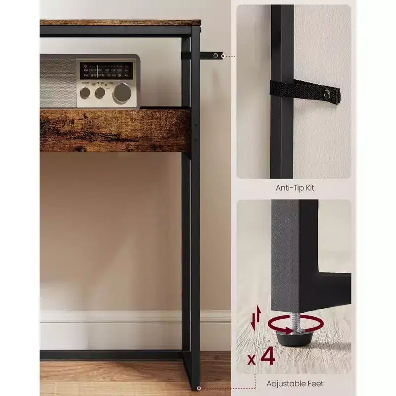VASAGLE Tavolino da Ingresso a 2 Livelli, Tavolino Console Stretto, Scomparti Semi-Aperti, 23,9 x 100,1 x 80 cm