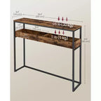 VASAGLE Tavolino da Ingresso a 2 Livelli, Tavolino Console Stretto, Scomparti Semi-Aperti, 23,9 x 100,1 x 80 cm